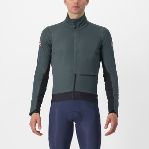 Castelli ALPHA DOPPIO ROS Men Jackets Green / Black | AOXQSW-386