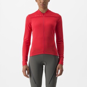 Castelli ANIMA 4 LONG SLEEVE Women Jersey Red | VXSCPL-627