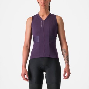 Castelli ANIMA 4 SLEEVELESS Women Jersey Purple White | JFDSTL-053