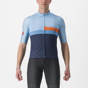 Castelli A BLOCCO Men Jersey Blue / Deep Red Orange | OZGHSP-295