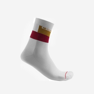 Castelli BLOCCO 15 Men Socks White | WLZUXG-639