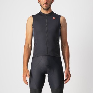 Castelli ENTRATA VI SLEEVELESS Men Jersey Black / Light Grey Blue | TQDCEG-064