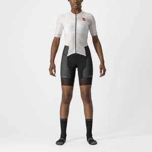 Castelli FREE SANREMO 2 W SHORT SLEEVE Women Suits White / Black | FUCXAS-127