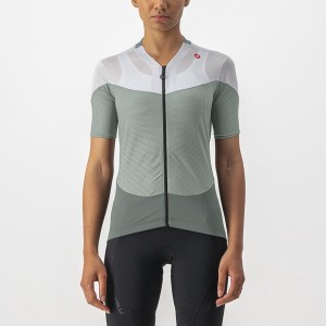 Castelli GRADIENT COLOR BLOCK Women Jersey Green / White | OQGLMB-720