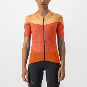 Castelli GRADIENT COLOR BLOCK Women Jersey Deep Red Orange / Orange | BZQFPV-687