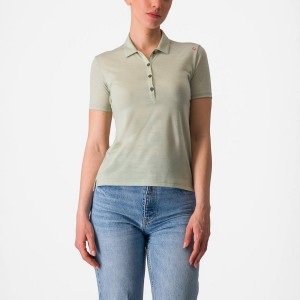 Castelli MERINO W POLO Women Casual Green | HXIWPT-561