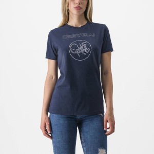 Castelli PEDALARE TEE Women Casual Blue | TOCKAG-057