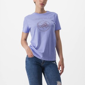 Castelli PEDALARE TEE Women Casual Purple White | MVYICO-941