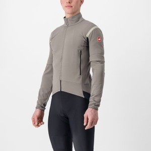 Castelli PERFETTO RoS 2 CONVERTIBLE Men Jackets Grey / Khaki Grey | CUKVIB-582