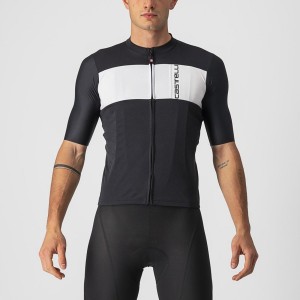 Castelli PROLOGO 7 Men Jersey Black / Silver Grey / White | BUIFEP-130