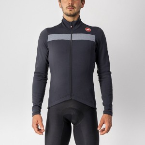 Castelli PURO 3 FZ Men Jersey Black / Silver | KRHPNF-973