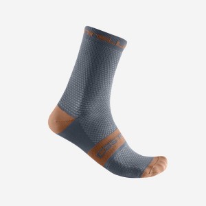 Castelli SUPERLEGGERA T 12 Men Socks Light Grey Blue / Brown | YUIDRF-481