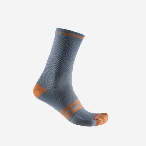 Castelli SUPERLEGGERA T 18 Men Socks Light Grey Blue / Brown | SERHGB-681