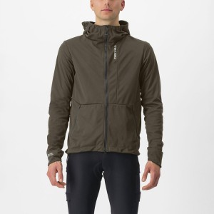 Castelli TRAIL HOODIE Men Jackets Green | KFEUZN-753