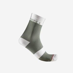 Castelli VELOCISSIMA 12 Women Socks Green / White | EWJUCG-790