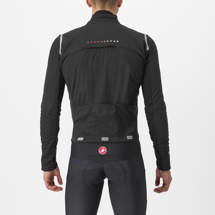 Castelli ALPHA DOPPIO ROS Men Jackets Black / Silver / Dark | LHEZMK-152