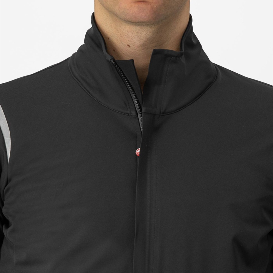 Castelli ALPHA DOPPIO ROS Men Jackets Black / Silver / Dark | LHEZMK-152