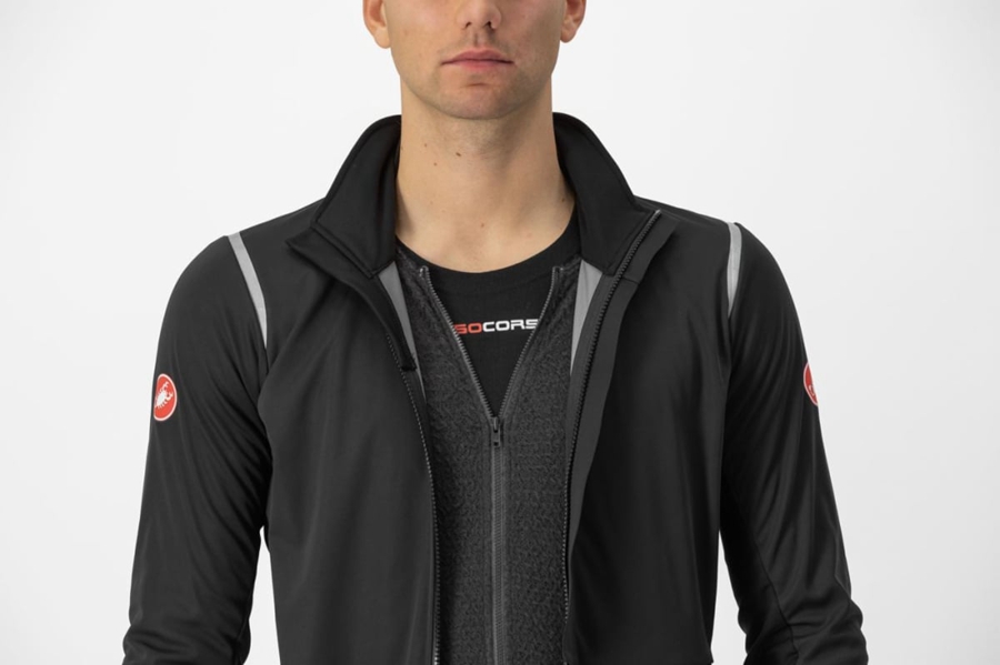 Castelli ALPHA DOPPIO ROS Men Jackets Black / Silver / Dark | LHEZMK-152