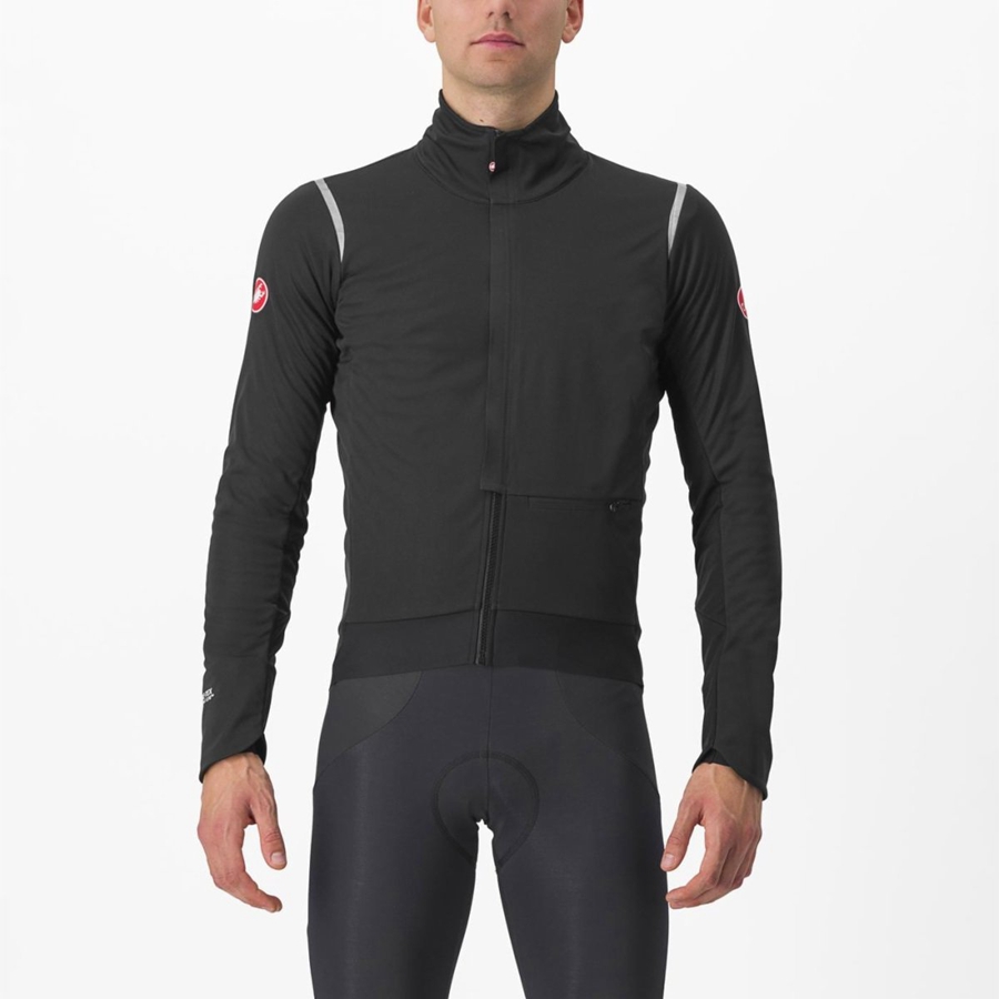 Castelli ALPHA DOPPIO ROS Men Jackets Black / Silver / Dark | LHEZMK-152