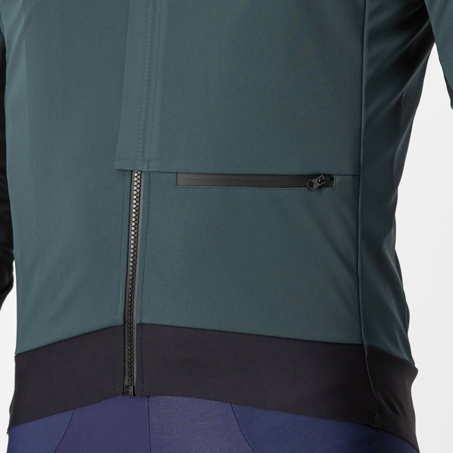 Castelli ALPHA DOPPIO ROS Men Jackets Green / Black | AOXQSW-386