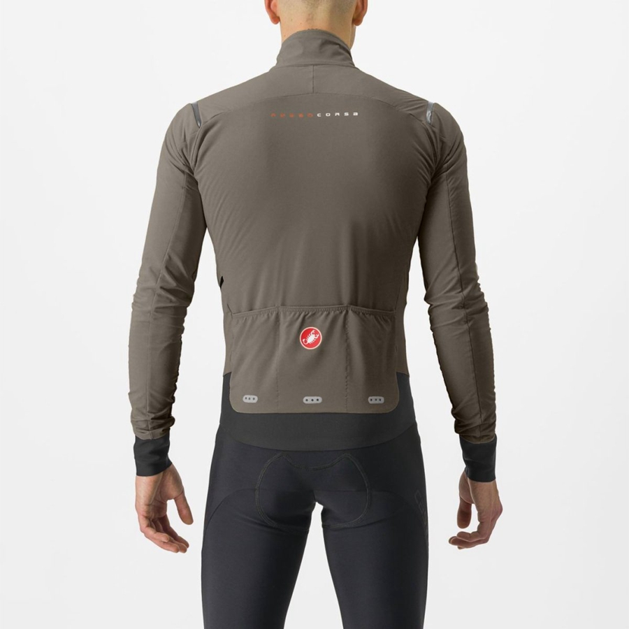 Castelli ALPHA FLIGHT ROS Men Jackets Silver Grey | UTPBHI-302