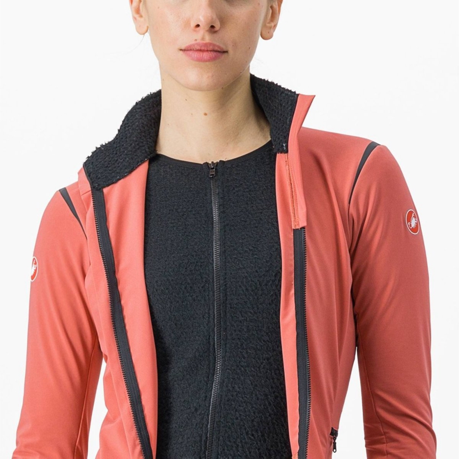 Castelli ALPHA FLIGHT ROS W Women Jackets Red / Black / Black | LGDIHC-095