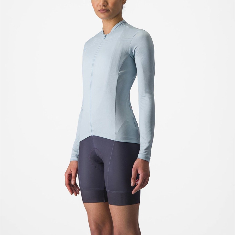 Castelli ANIMA 4 LONG SLEEVE Women Jersey Blue | JTRHWP-049