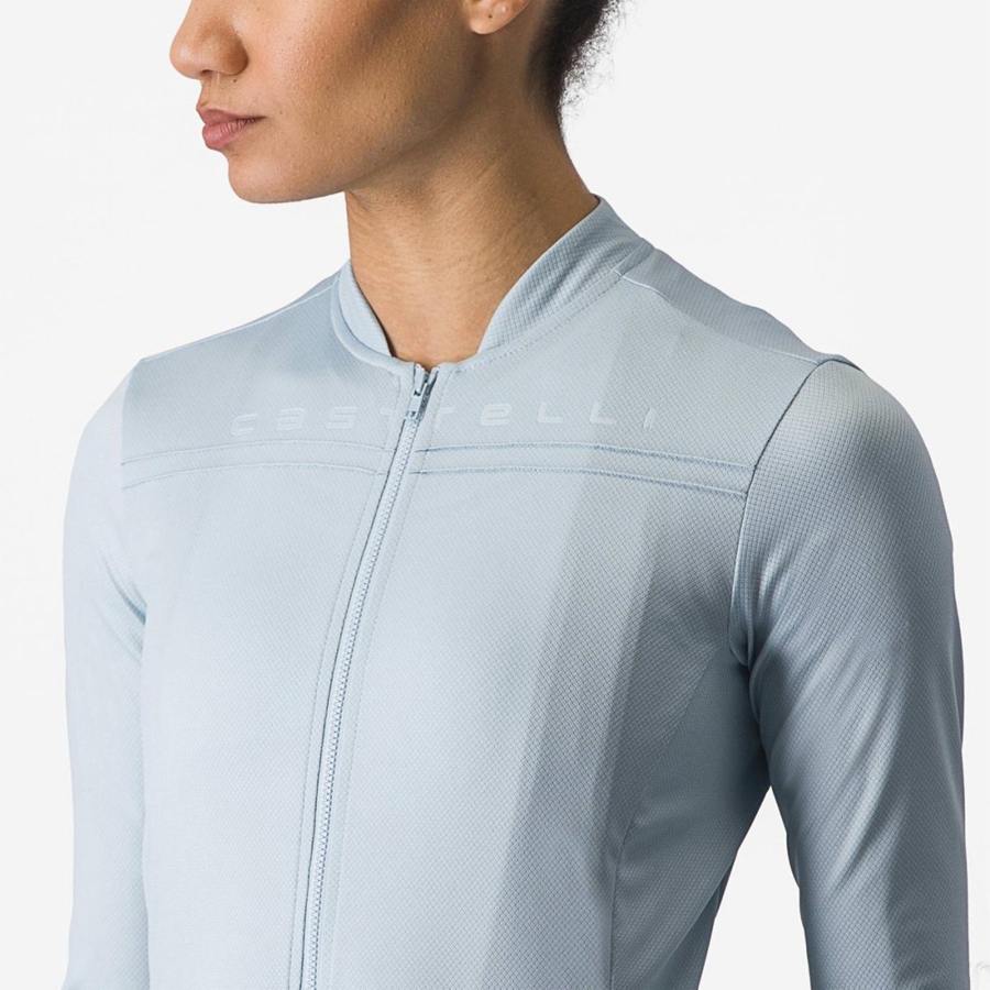 Castelli ANIMA 4 LONG SLEEVE Women Jersey Blue | JTRHWP-049