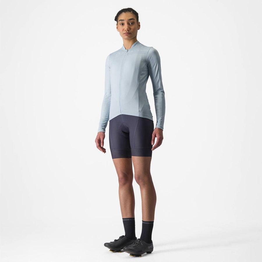 Castelli ANIMA 4 LONG SLEEVE Women Jersey Blue | JTRHWP-049