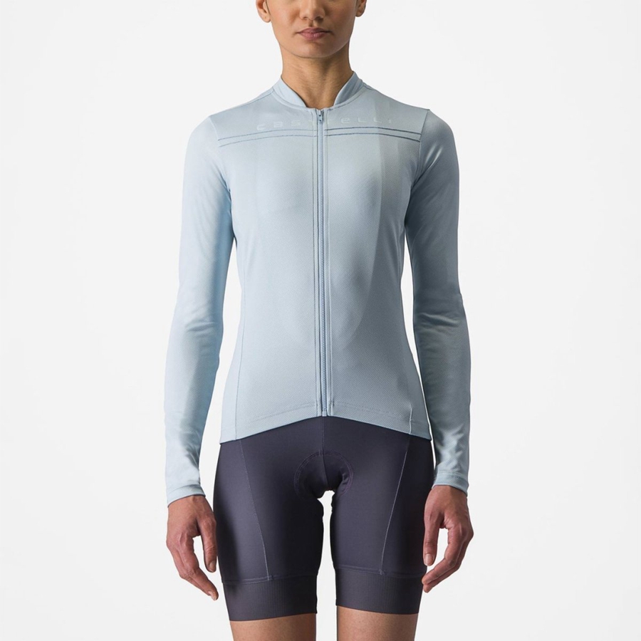 Castelli ANIMA 4 LONG SLEEVE Women Jersey Blue | JTRHWP-049