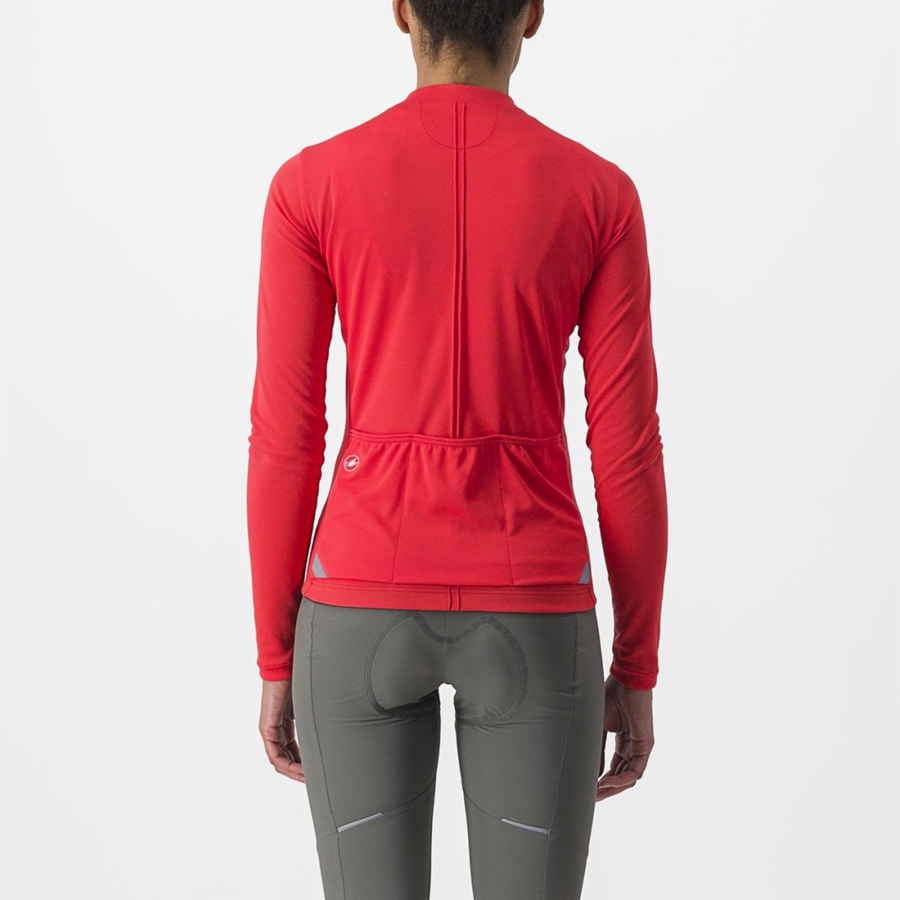 Castelli ANIMA 4 LONG SLEEVE Women Jersey Red | VXSCPL-627