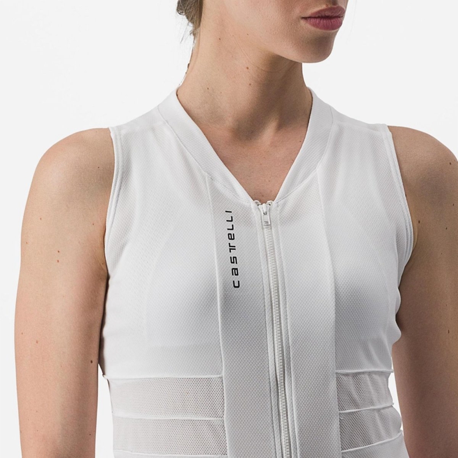 Castelli ANIMA 4 SLEEVELESS Women Jersey White / Black | GUDBRK-290