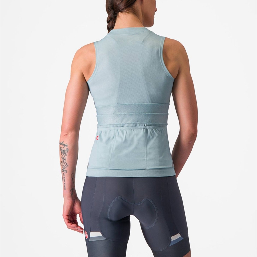 Castelli ANIMA 4 SLEEVELESS Women Jersey Blue / Dark Grey Blue | AONDZM-319