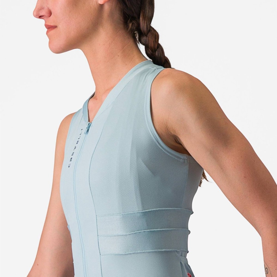 Castelli ANIMA 4 SLEEVELESS Women Jersey Blue / Dark Grey Blue | AONDZM-319