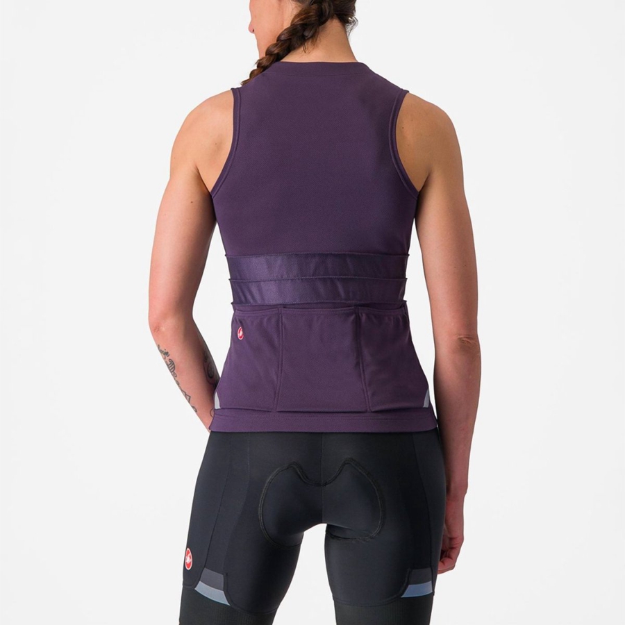 Castelli ANIMA 4 SLEEVELESS Women Jersey Purple White | JFDSTL-053