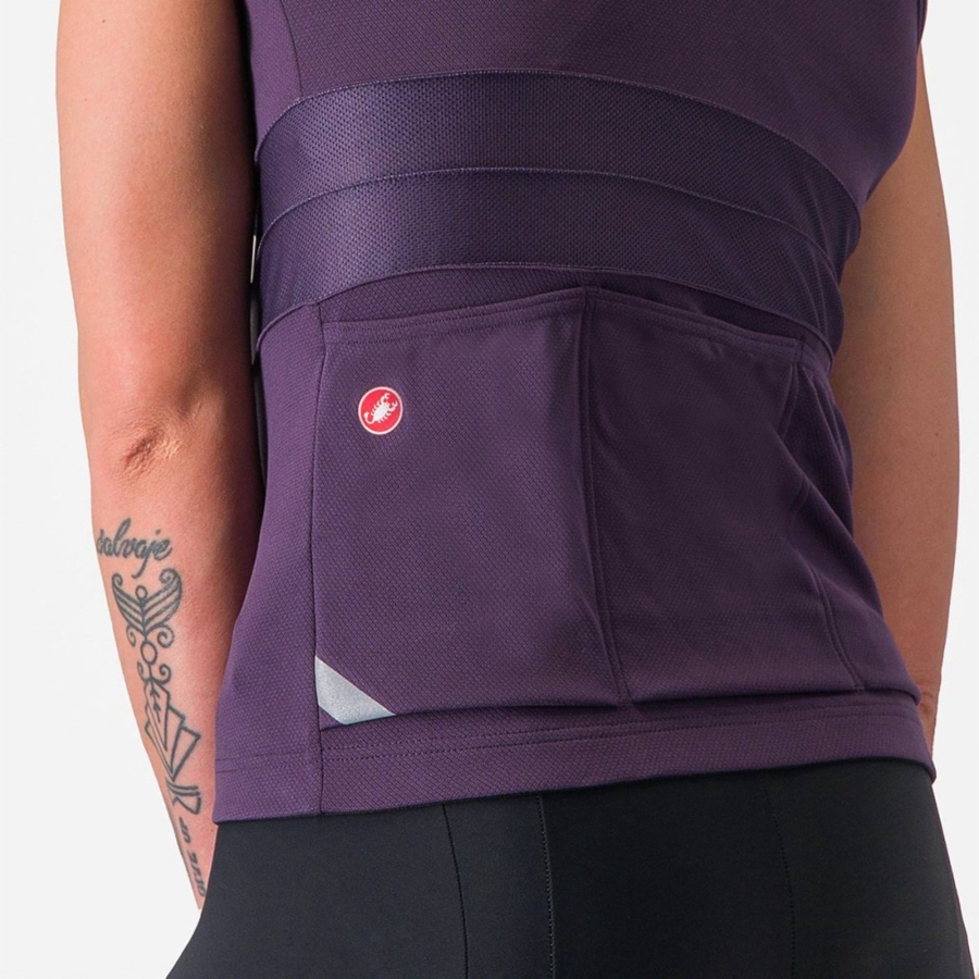 Castelli ANIMA 4 SLEEVELESS Women Jersey Purple White | JFDSTL-053