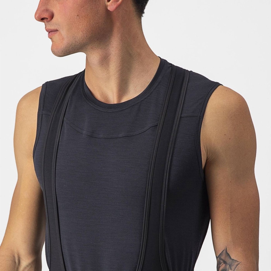 Castelli BANDITO WOOL SLEEVELESS Men Base Layer Black | JKOXBQ-563