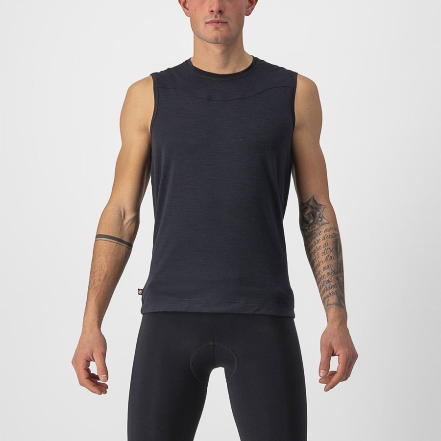 Castelli BANDITO WOOL SLEEVELESS Men Base Layer Black | JKOXBQ-563