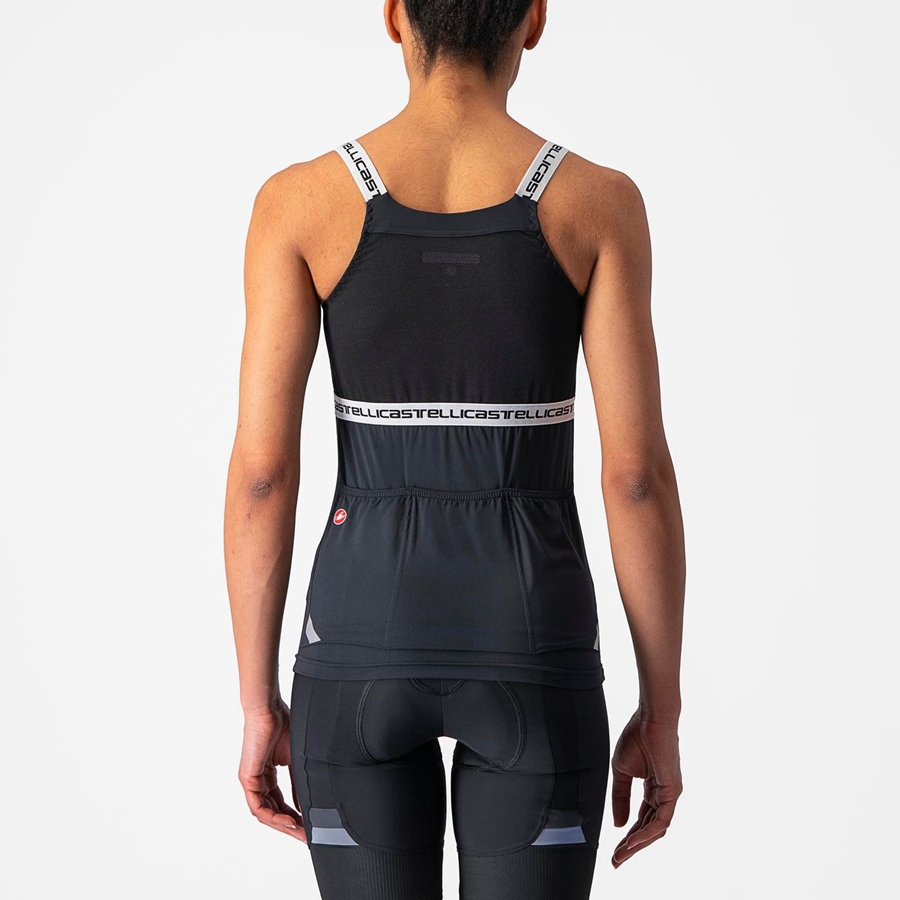 Castelli BAVETTE TOP Women Jersey Black / White | MANVED-820