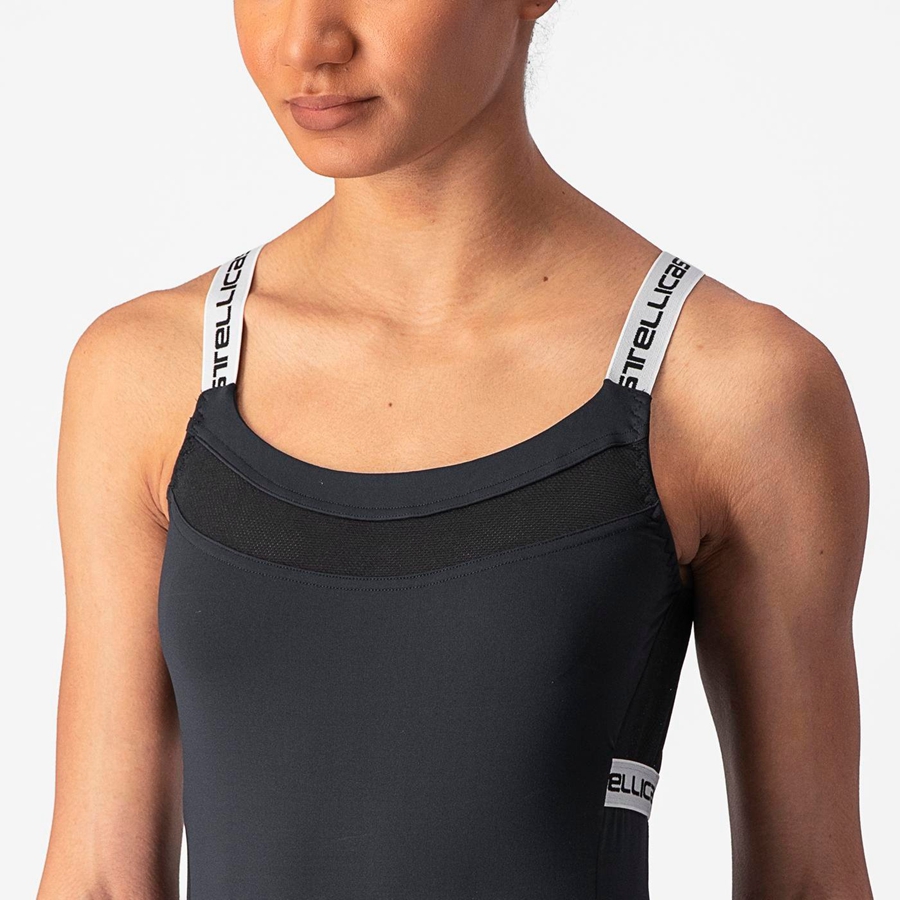 Castelli BAVETTE TOP Women Jersey Black / White | MANVED-820