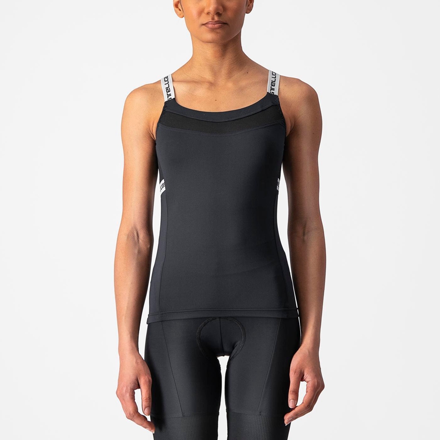 Castelli BAVETTE TOP Women Jersey Black / White | MANVED-820