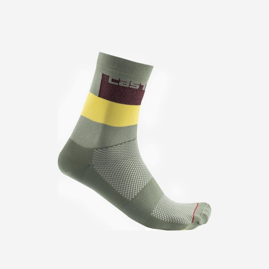 Castelli BLOCCO 15 Men Socks Green | HLDKGU-421