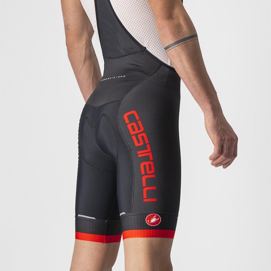 Castelli COMPETIZIONE KIT Men Bib Shorts Black / Red | OCAMFS-287