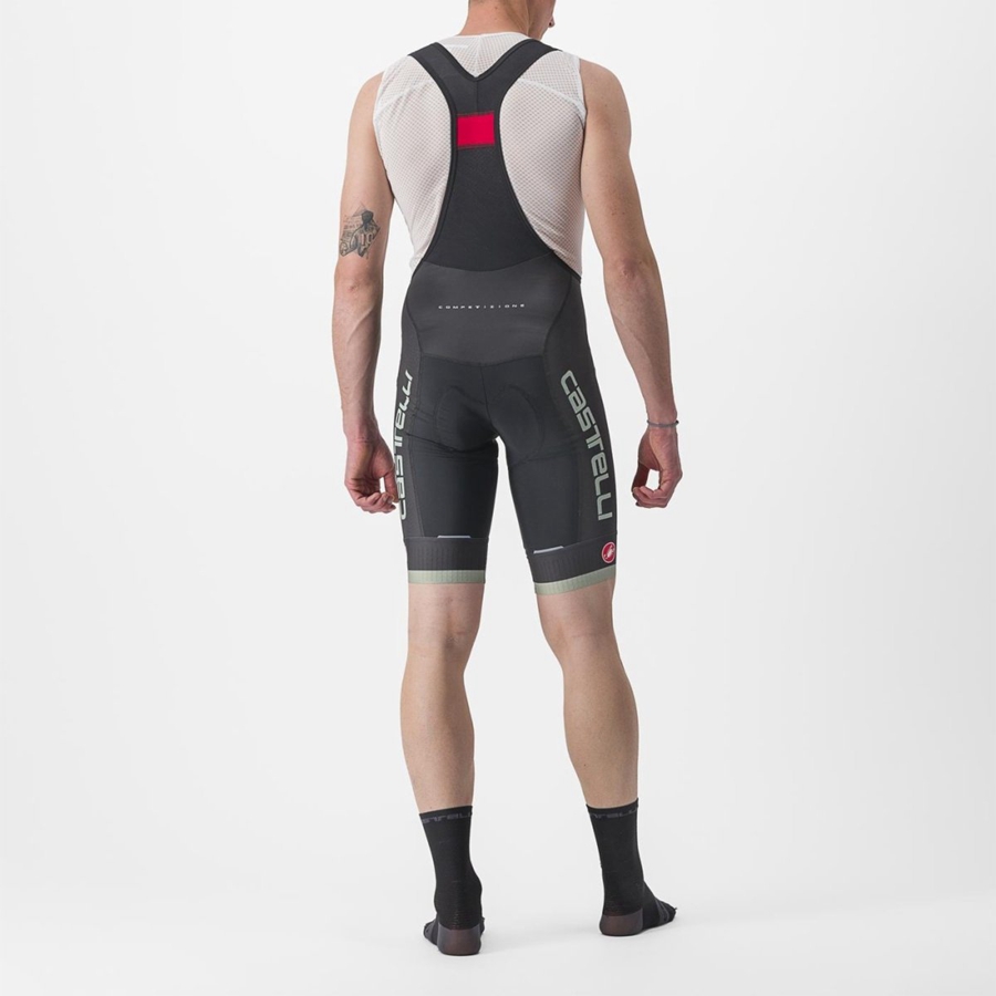 Castelli COMPETIZIONE KIT Men Bib Shorts Black / Green | UQXBTO-576