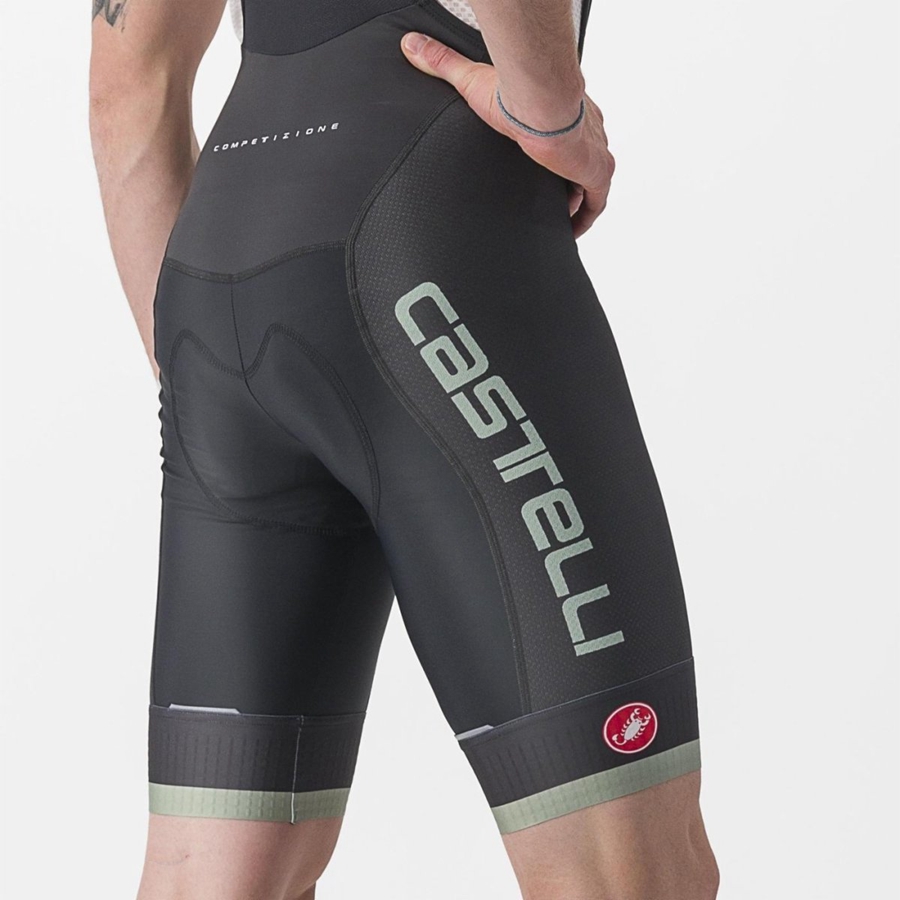 Castelli COMPETIZIONE KIT Men Bib Shorts Black / Green | UQXBTO-576