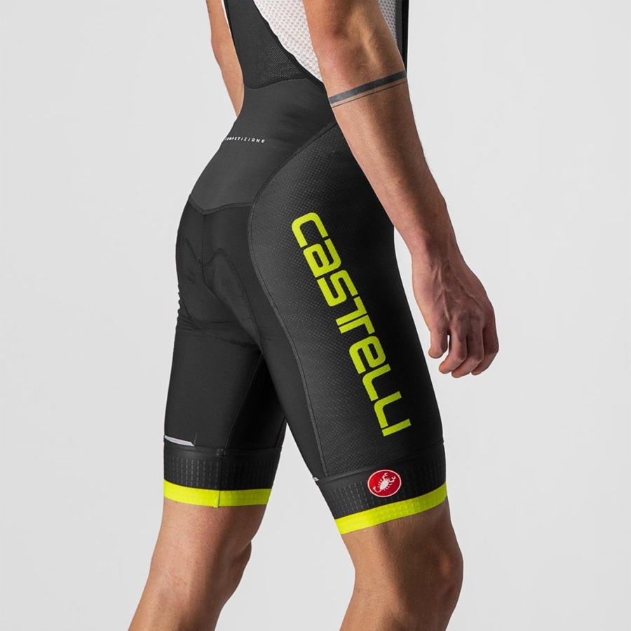 Castelli COMPETIZIONE KIT Men Bib Shorts Black / Light Green | ZPTJFM-078