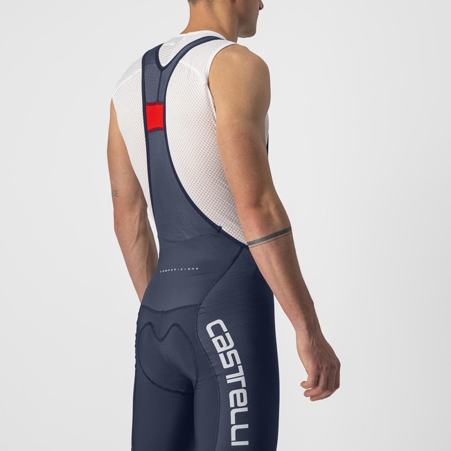 Castelli COMPETIZIONE KIT Men Bib Shorts Blue / White / Silver | LCTHPA-493