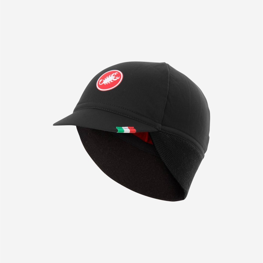 Castelli DIFESA THERMAL Men Cap Black Red | ZMUJSK-196