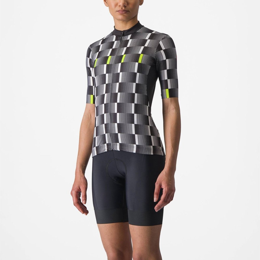 Castelli DIMENSIONE Women Jersey Black / White / Light Green | QMDJLH-019