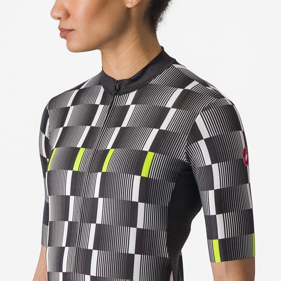 Castelli DIMENSIONE Women Jersey Black / White / Light Green | QMDJLH-019